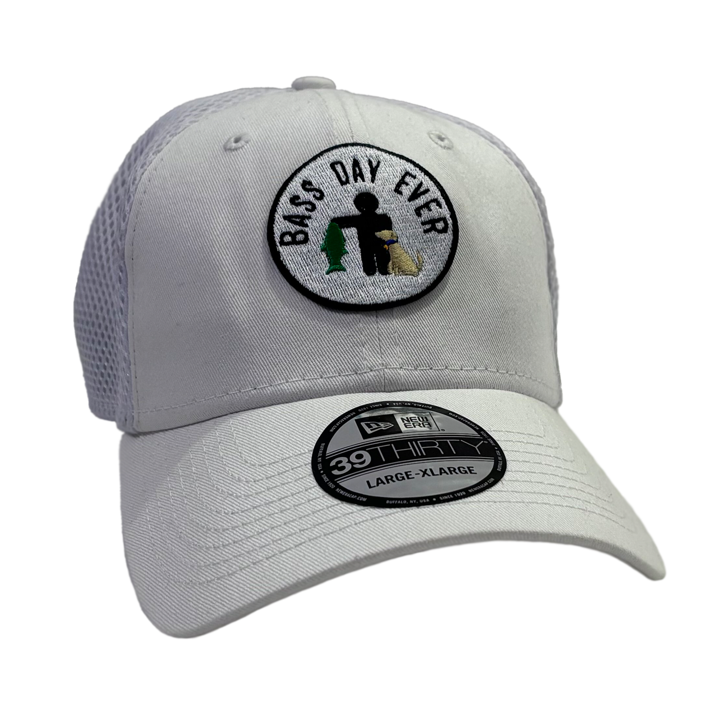 White cap with branded patch