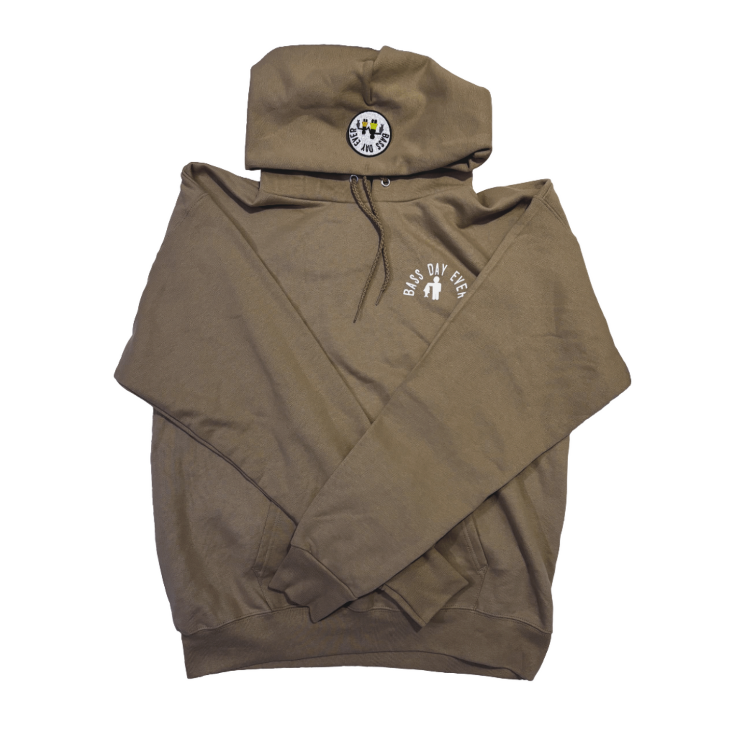 Bass day ever branded brown hoodie with embroidered patch