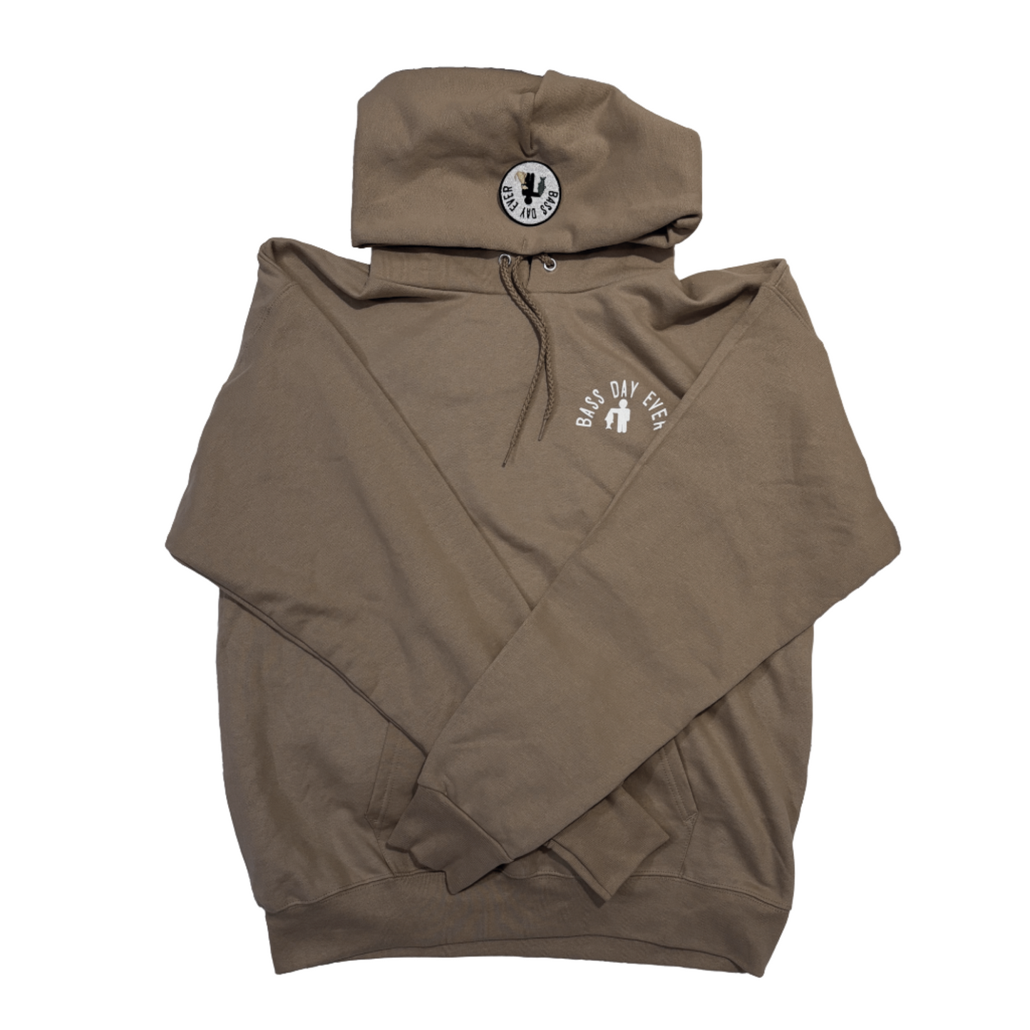 Brown bass day ever branded hoodie with embroidered dad and dog patch